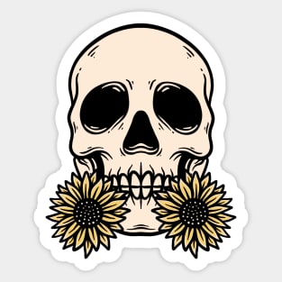 Beautiful sunflower skull tattoo Sticker